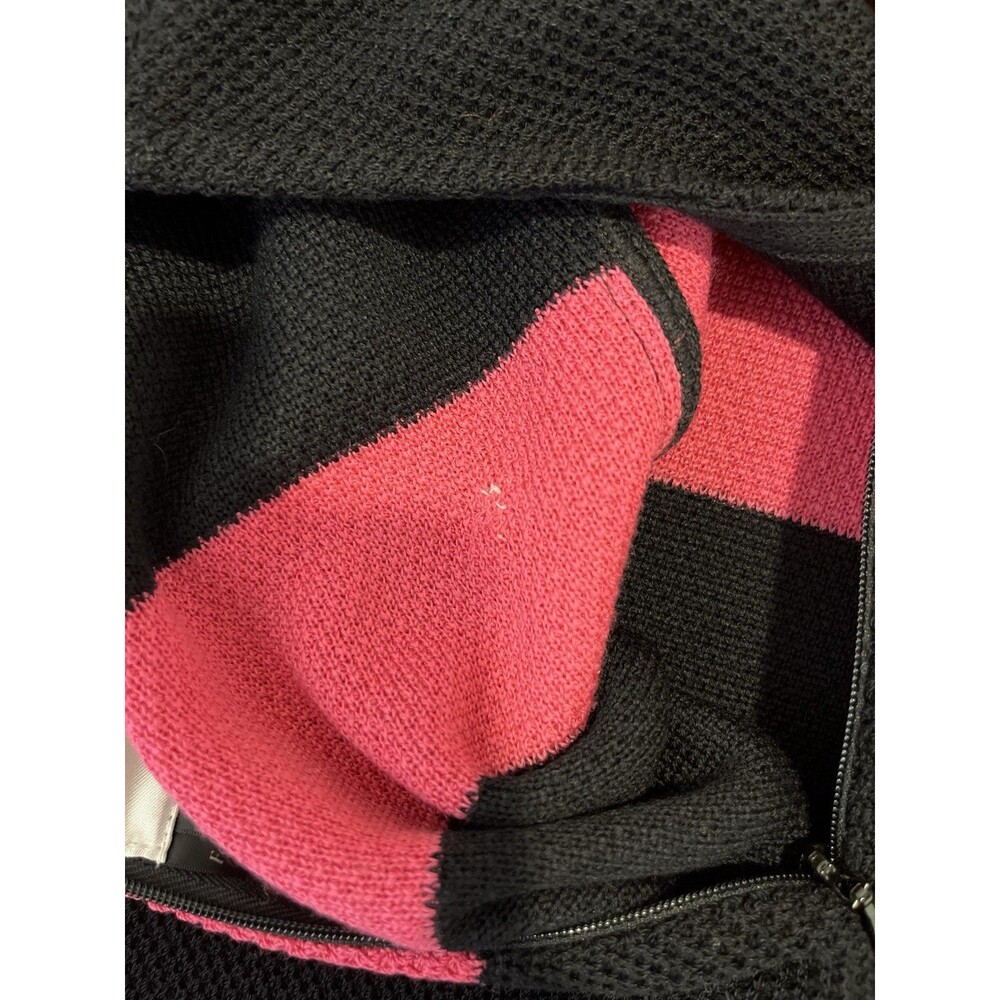 St. John PF13 Black/Pink Color Sz 10 Block Knit Cap Sleeve Sheath Dress - Picture 14 of 14
